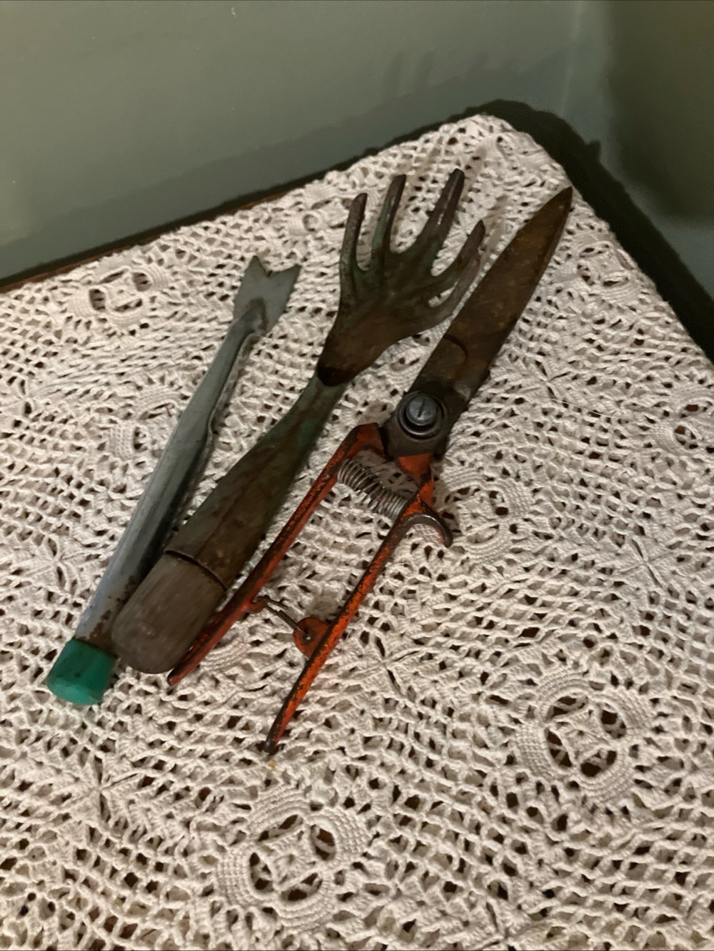 Lot of (3) Antique Garden Hand Tools SHE SHED REPURPOSE VINTAGE